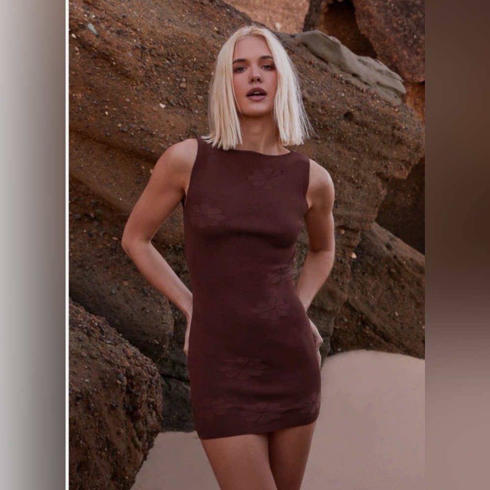 Pepper Mayo Holly Knit Mini Dress - Chocolate
